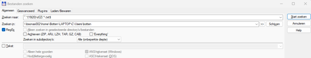 Total Commander RegEx Search