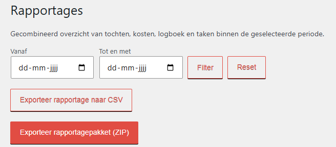 Export periode - GPX, Costs, Todo